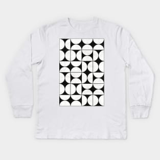 Mid-Century Modern Pattern No.2 - Black and White Concrete Kids Long Sleeve T-Shirt